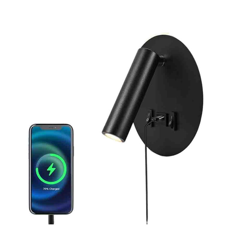 Kinkiet LED 3W+8W, 3000K, lampka do czytania z portem USB, regulowane światło do sypialni, salonu, klatki schodowej i hotelu.