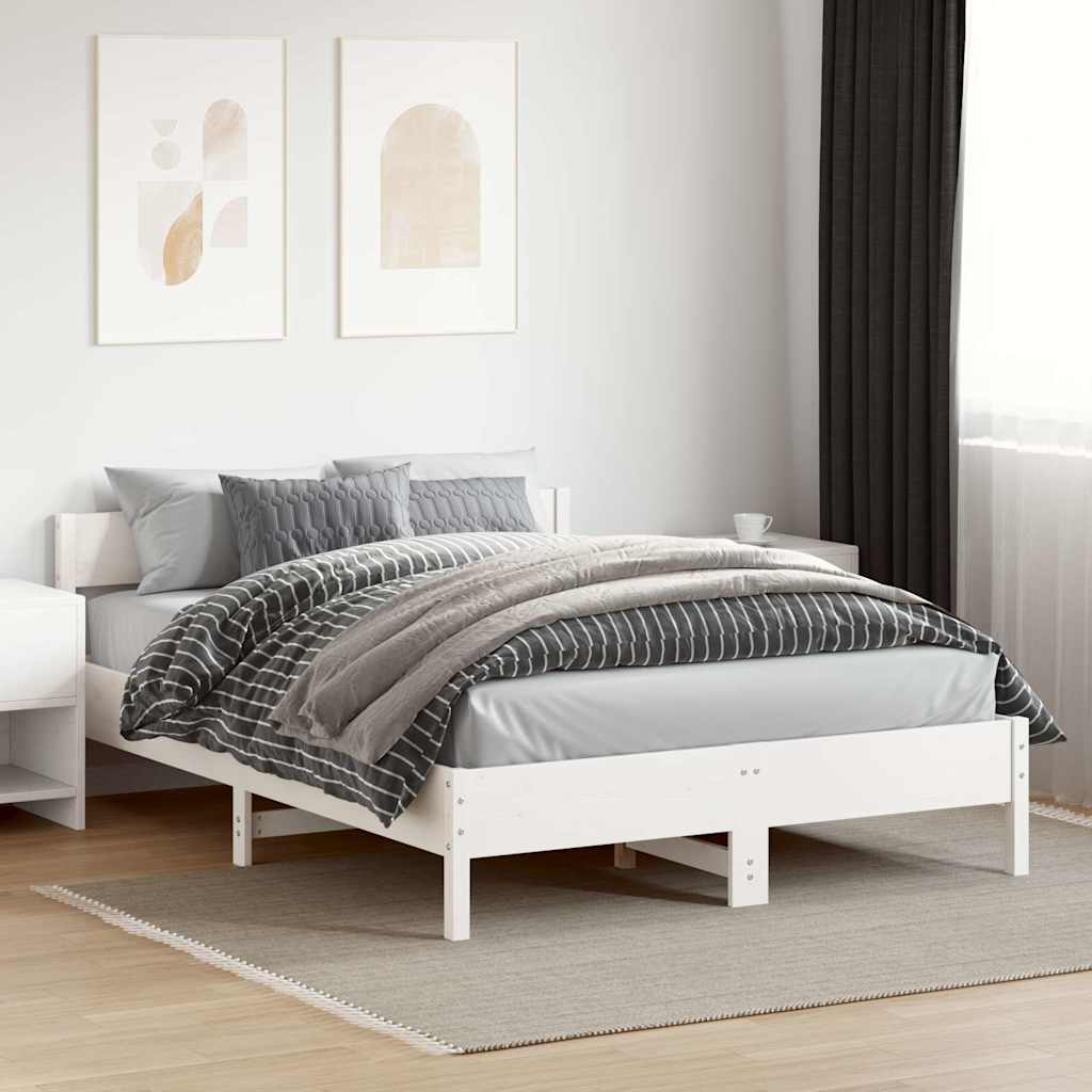 Łóżko Drewniane Białe Rama Łóżka Ze Stelażem Drewniana Łóżko Do Sypialni Pokoju 120x200 cm