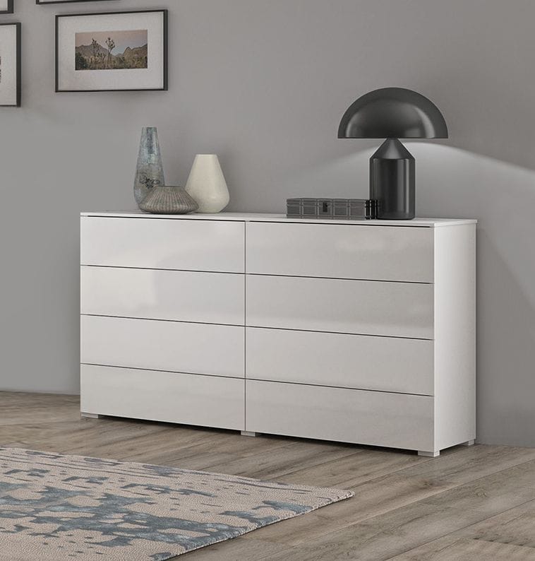 Commode à 8 tiroirs en finition laqué blanc brillant | Leroy Merlin