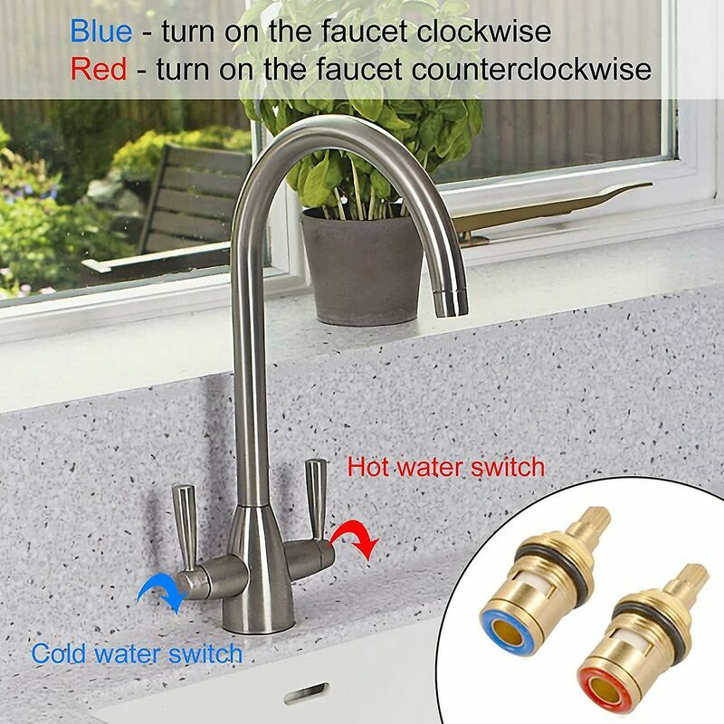 Cartouches de robinet en céramique à tête de disque de 1/2 pouce, vannes de robinet en laiton quart de tour de rechange universelles - 2