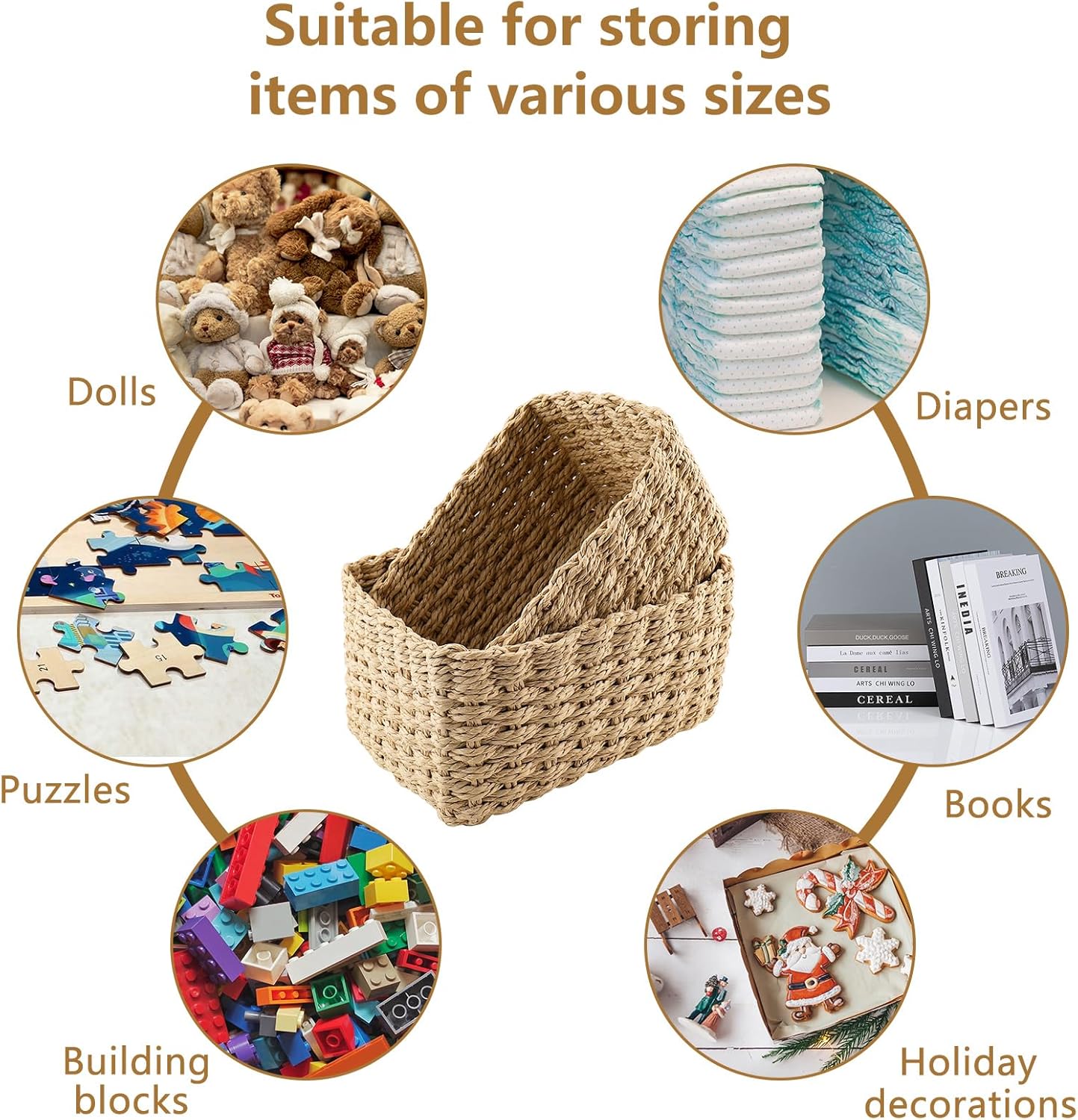 Paniers de rangement, lot de 4 paniers de rangement empilables pour jouets de bébé, cosmétiques, parfait pour la salle de bain, la cuisine - 4