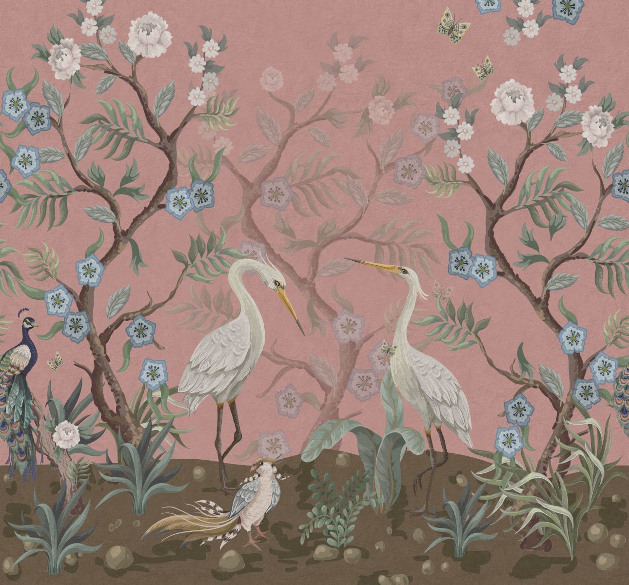 Fotomural pájaros grulla rosa viejo - 3 x 2.79 m - estahome