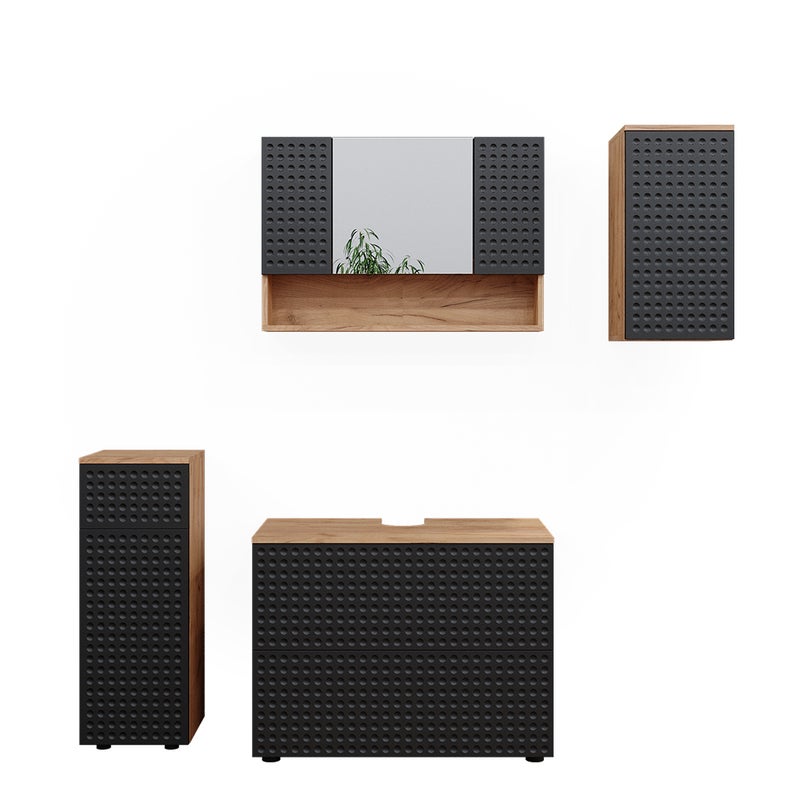 Vicco Zestaw mebli łazienkowych Irma, Kropkowany antracyt, 4 części