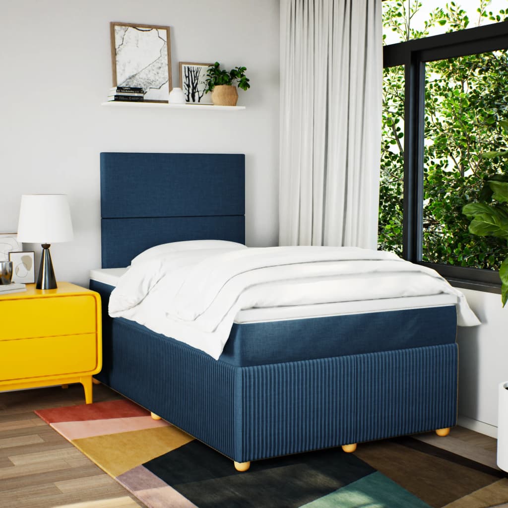 Maison Exclusive - Sommier à lattes de lit avec matelas Bleu 120x200 cm Tissu - 3