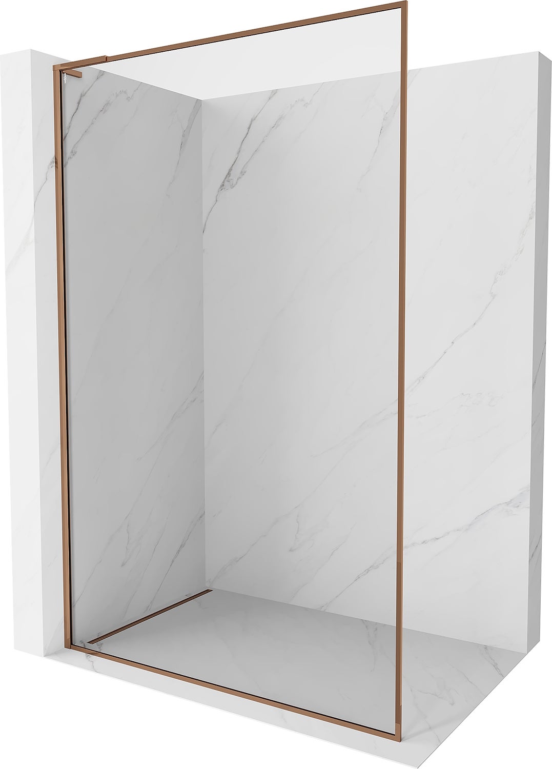 Mexen Kioto-F L ścianka prysznicowa Walk-in z ramką 50 x 202 cm, transparent 8 mm, różowe złoto - 800-050-174-60-00