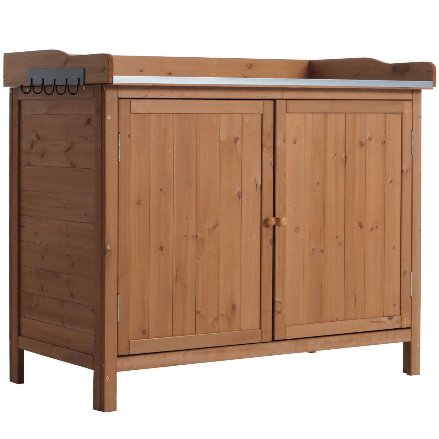 Meuble de jardin avec plan de travail HWC-L69, Table à plantes 86x104x52cm ~ marron - 6
