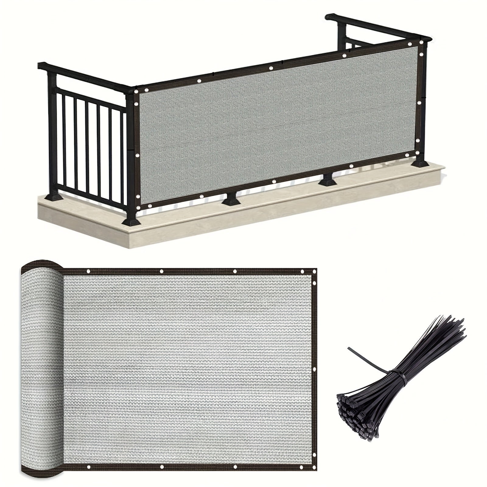 Store Latéral Pour Balcon 300 Cm - Protection Vent, Soleil Et Regards - Tissu Polyester 180 G/m², Installation Sans Perçage