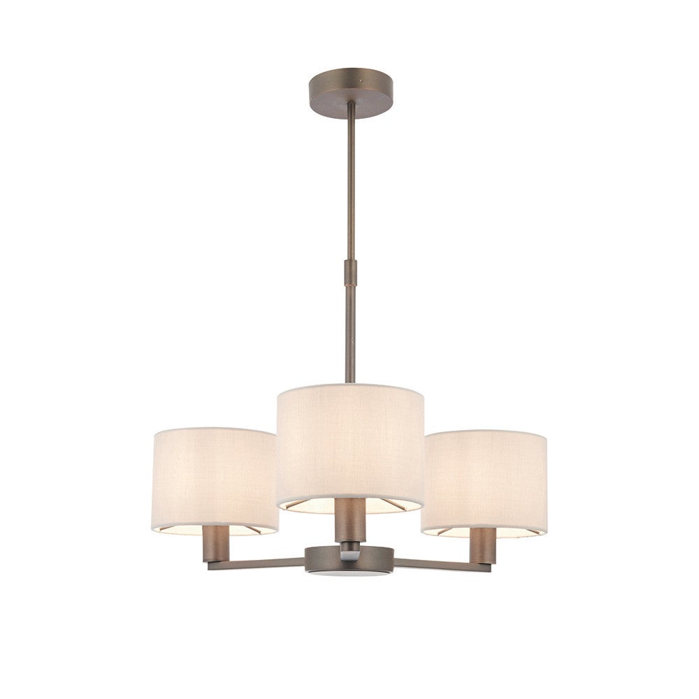 Lampa sufitowa lniane abażury DALEY antyczny brąz 3xE14x15W metal wym:65,5x51x51cm IP20 Endon