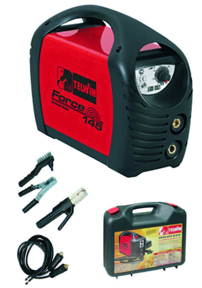 Telwin 815856 Force 145 Saldatrice Inverter ad Elettrodo Completa di Accessori in Valigetta, 230 V, Rosso, Force 145 in valigetta