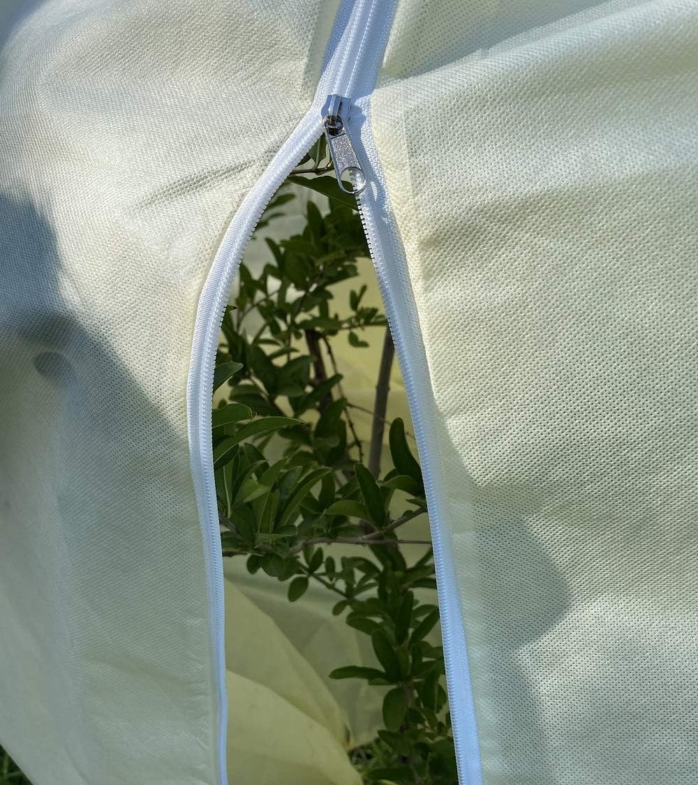 Voile d'hivernage Plante Housses Protection Beige 80g/m² 100 cm x 120 cm avec Fermeture éclair pour Plantes Palmiers en Pot d'olivier Résistant aux Dé - 3