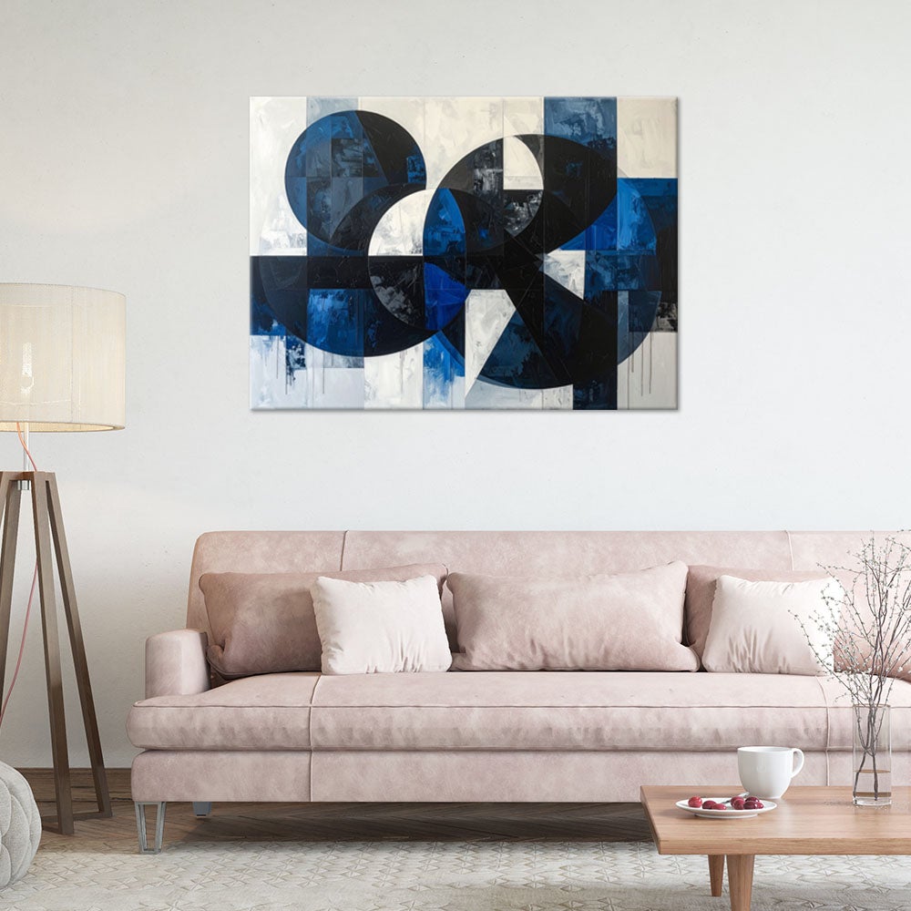 Obraz do salonu sypialni biura, Abstrakcja kształty geometryczne niebieski 120x80 - 2