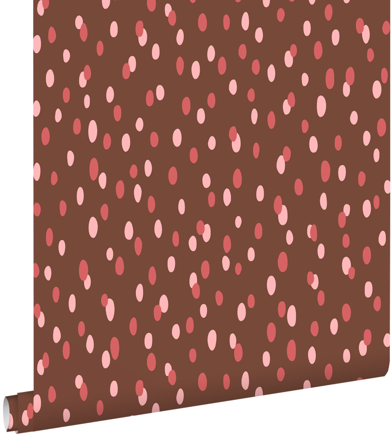 Tapeta kropki brązowymIczerwonym - 50 x 900 cm - ESTAHOME