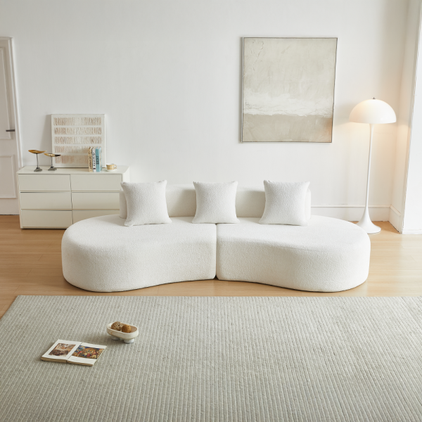 Divano Sezionale Curvo Moderno, Divano 3 Posti, Confortevole e Elegante per Soggiorno, Appartamento, Arredamento Casa, Montaggio Facile - 6