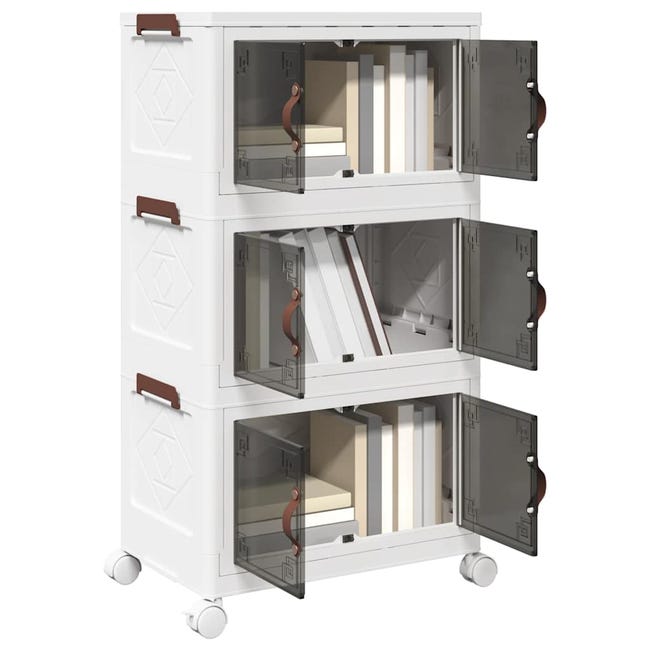 Boîte de rangement empilable avec portes magnétiques et roulettes Boîte de rangement empilable avec portes magnétiques et roulettes
