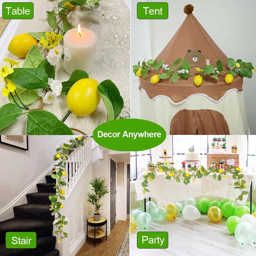 Couronne de citron artificielle avec guirlandes lumineuses, guirlande artificielle, fausses plantes suspendues avec guirlandes lumineuses, 1 paquet - 5