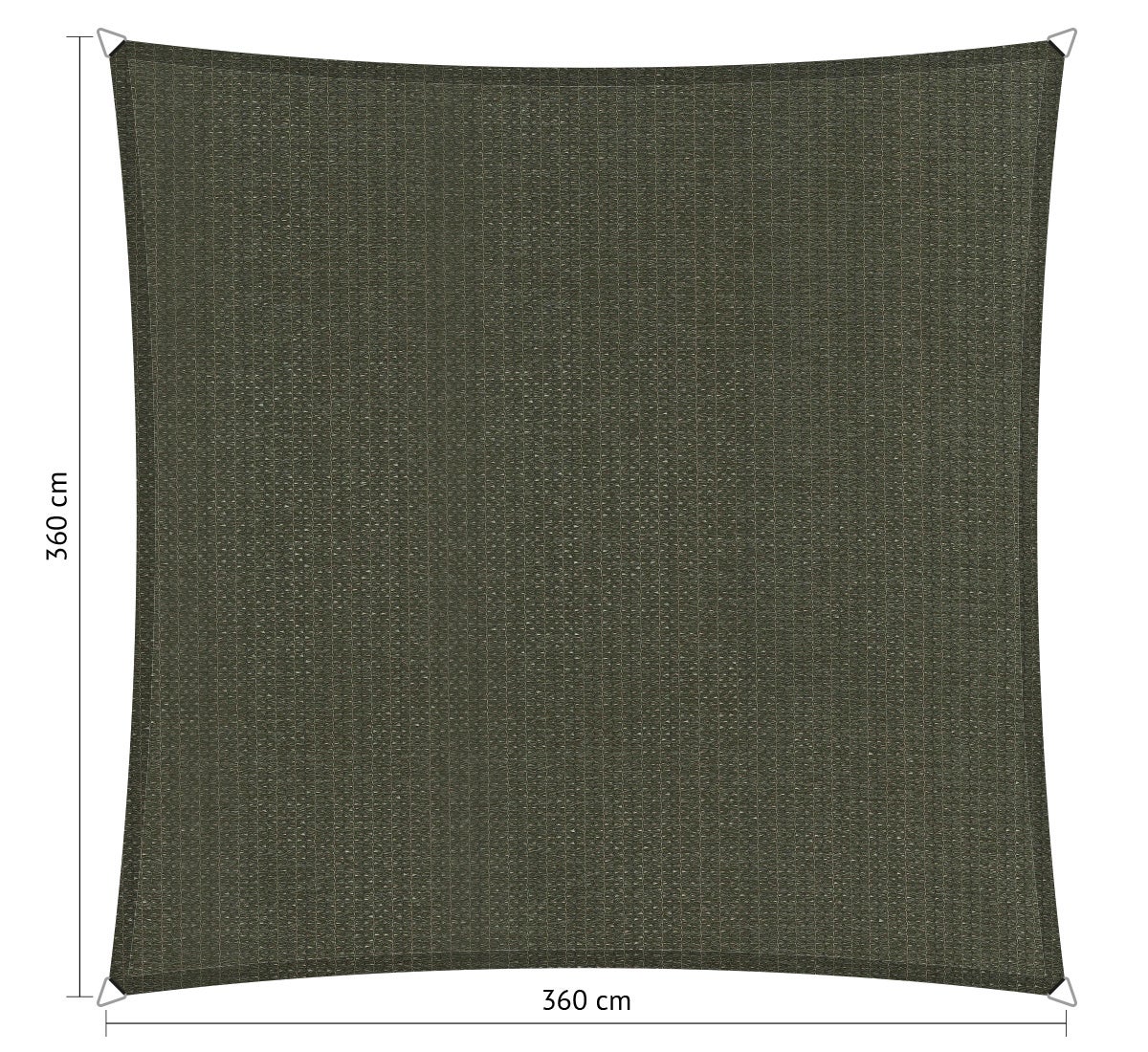 Voile d'ombrage perméable Carré 3,60x3,60 m Shadow Comfort Deep Grey ...