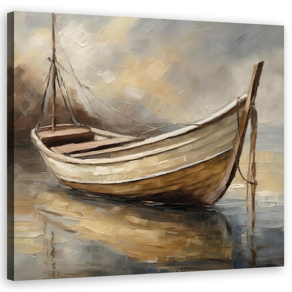 Obraz na płótnie, Łódź Jezioro Vintage 30x30