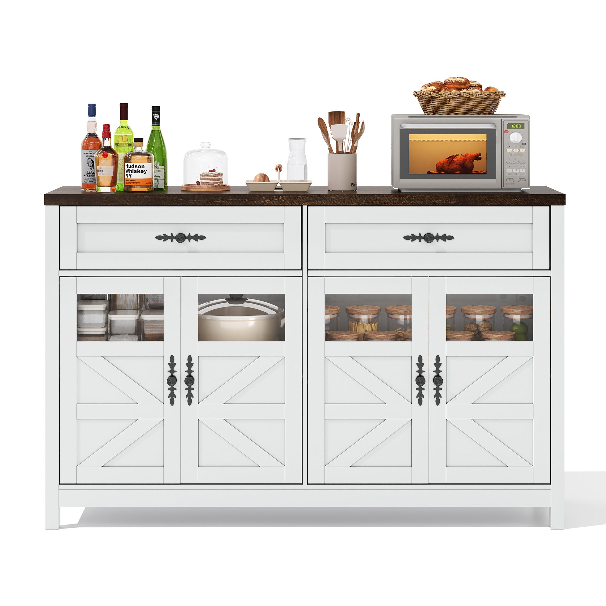 Buffet 140 cm pour Salle à Manger, Sideboard avec 4 Portes, 2 Tiroirs ...
