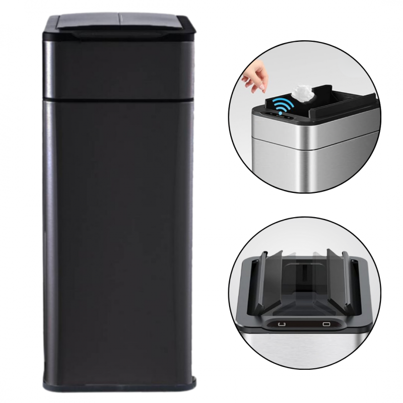 Pattumiera automatica, 12 l, con sensore, per bagno, cucina, cucina, ufficio, versatile per bagno, camera da letto, cucina, ufficio (modello a batteria bianca