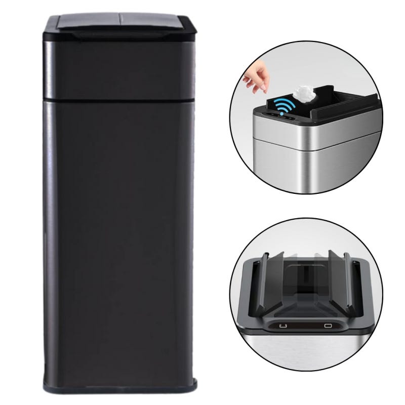 Pattumiera automatica, 12 l, con sensore, per bagno, cucina, cucina, ufficio, versatile per bagno, camera da letto, cucina, ufficio (modello a batteria bianca Pattumiera automatica, 12 l, con sensore, per bagno, cucina, cucina, ufficio, versatile per bagno, camera da letto, cucina, ufficio (modello a batteria bianca