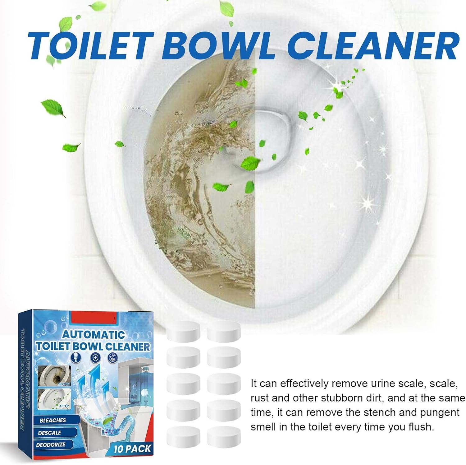 Pastilles Nettoyantes WC 10 Pièces, Nettoyant Puissant pour Réservoir, Anti-Calcaire et Taches, Prêt à l'Emploi - 4