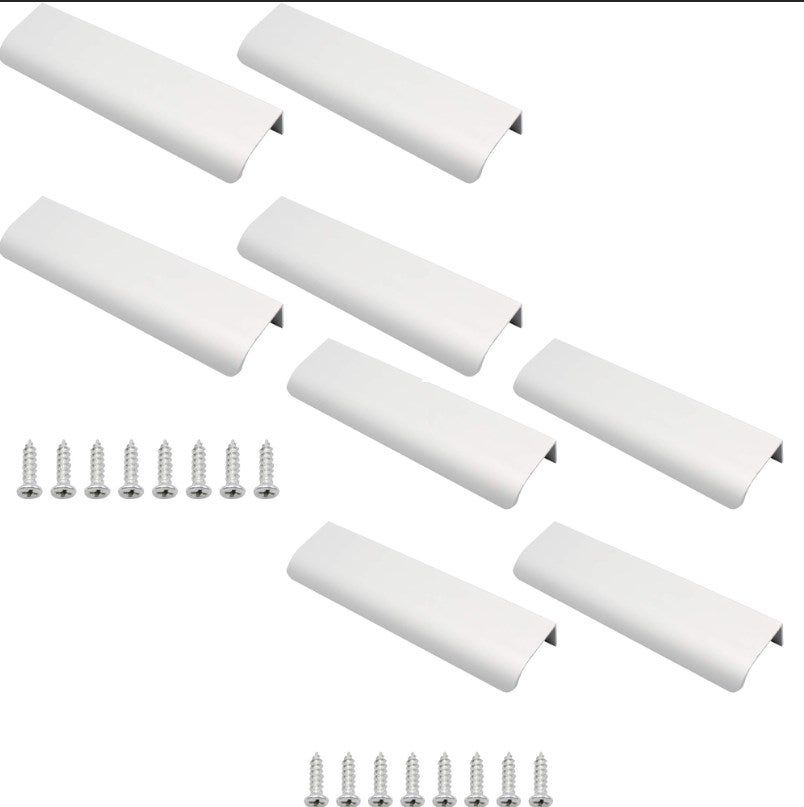 Uchwyty meblowe ukryte aluminiowe (15x4 cm), zestaw 8 niewidocznych uchwytów meblowych ze stopu aluminium do szafek kuchennych i salonowych
