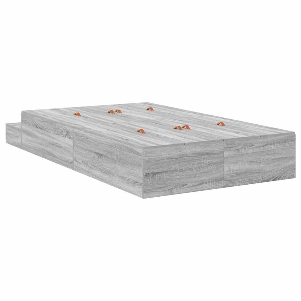 Cadre de lit avec rangement et tiroir gris 120 cm - 8