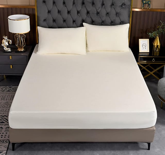 Housse protection épaisse en trois parties matelas de couleur unie, réduisant les problèmes causés par draps irréguliers ( blanc, 180 x 200 x 30)