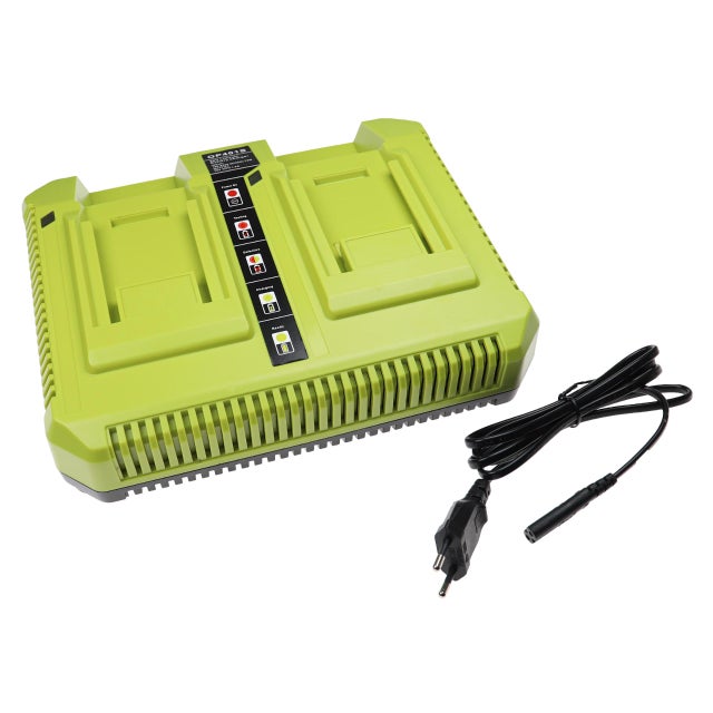 vhbw caricabatterie duale 36 V compatibile con Ryobi 40-Volt Brushless Lithium-Ion Cordless batterie Li-Ion di attrezzi / tagliaerba