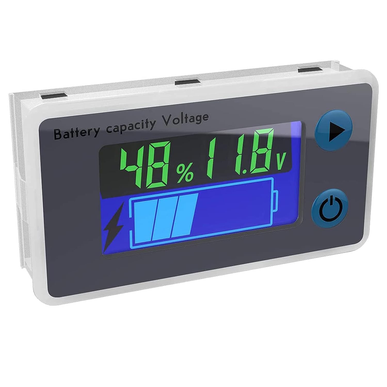 Wielofunkcyjny woltomierz 10-100V LCD do pomiaru pojemności baterii, monitor wyświetlający temperaturę (12V)