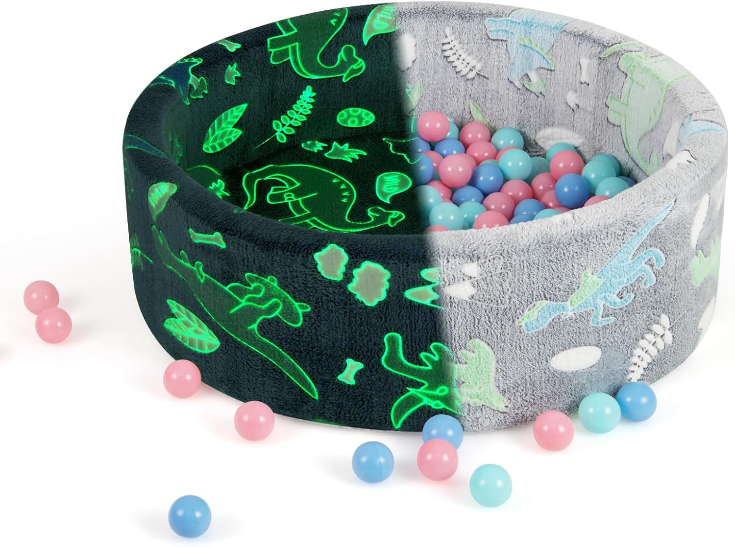 Basen z Piłeczkami dla Niemowląt, z 200 Kolorowymi Piłeczkami Oceanicznymi, 86 x 30 cm, Okrągły Basen z Miękkiej Pianki, dla Małych Dzieci (Szary)