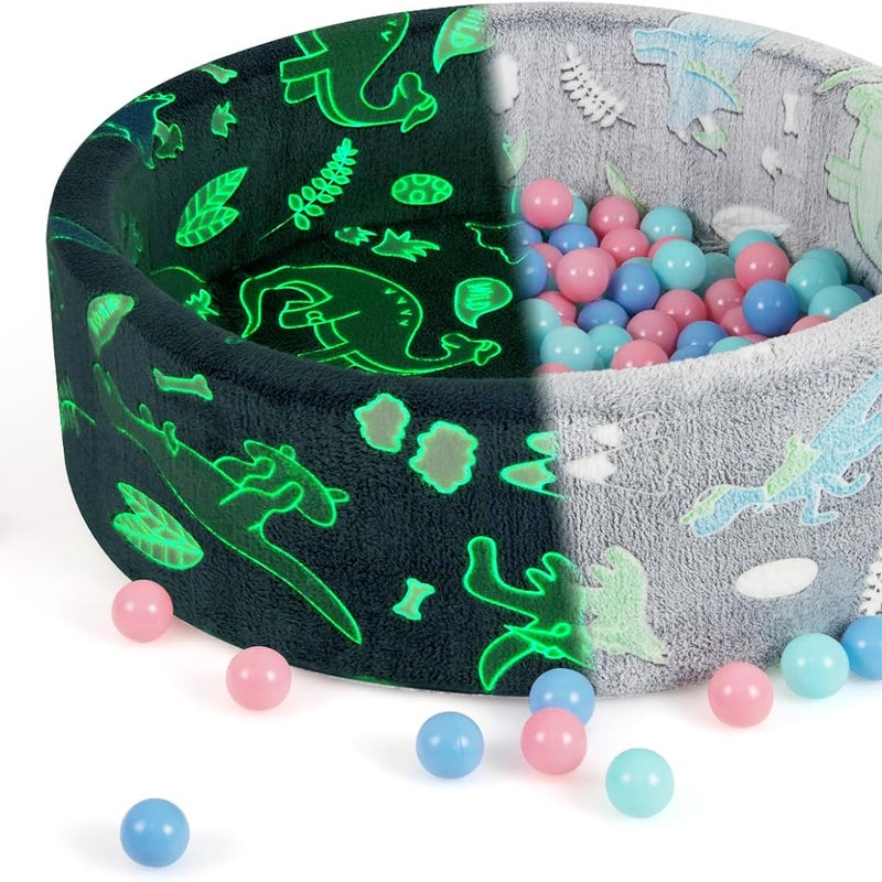 Basen z Piłeczkami dla Niemowląt, z 200 Kolorowymi Piłeczkami Oceanicznymi, 86 x 30 cm, Okrągły Basen z Miękkiej Pianki, dla Małych Dzieci (Szary)