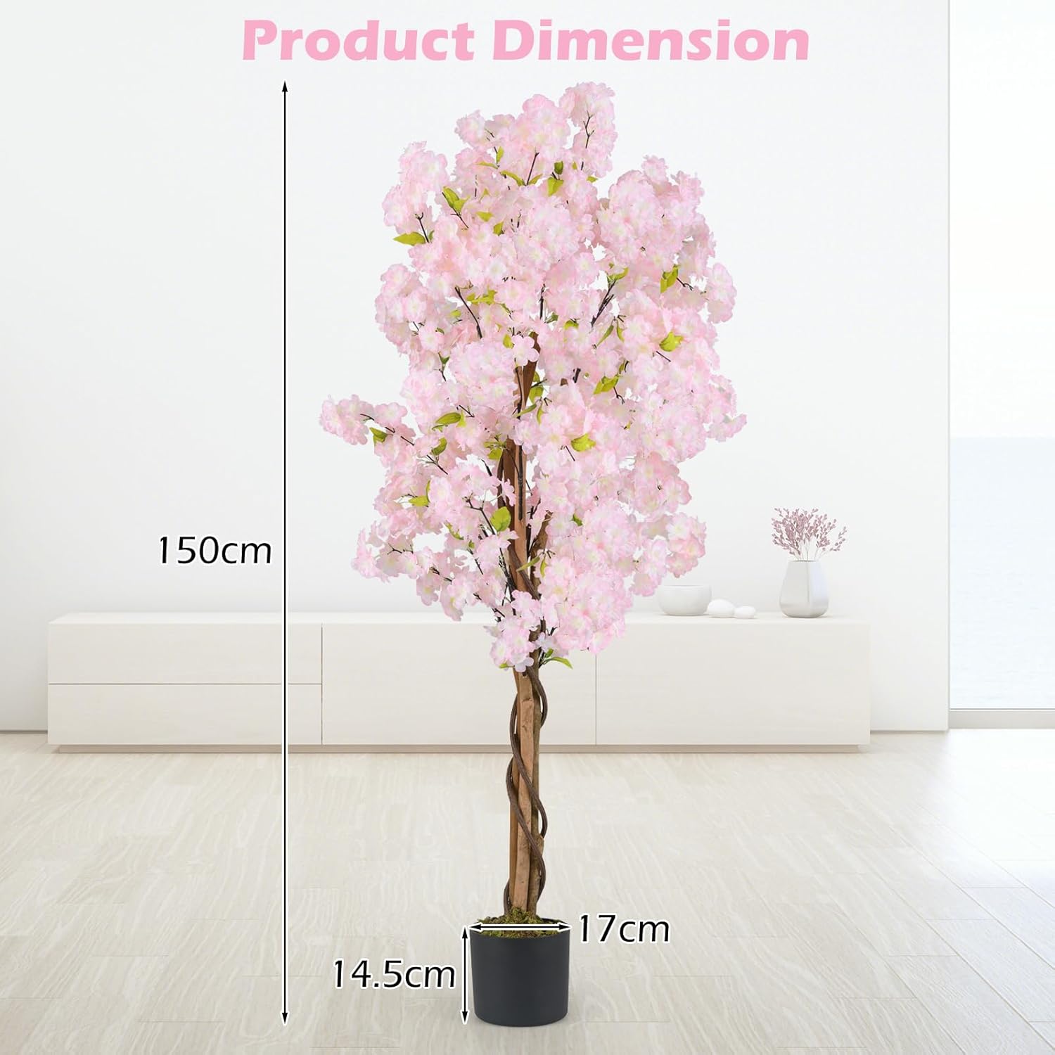 Giegxin 8 Rami Di Ciliegio Artificiali In Seta - Fiori Finti A Stelo Lungo Per Vasi Alti, Perfetti Per Decorazioni Casa, Matrimoni E Composizioni Floreali, 90 Cm (Bianco) - 3