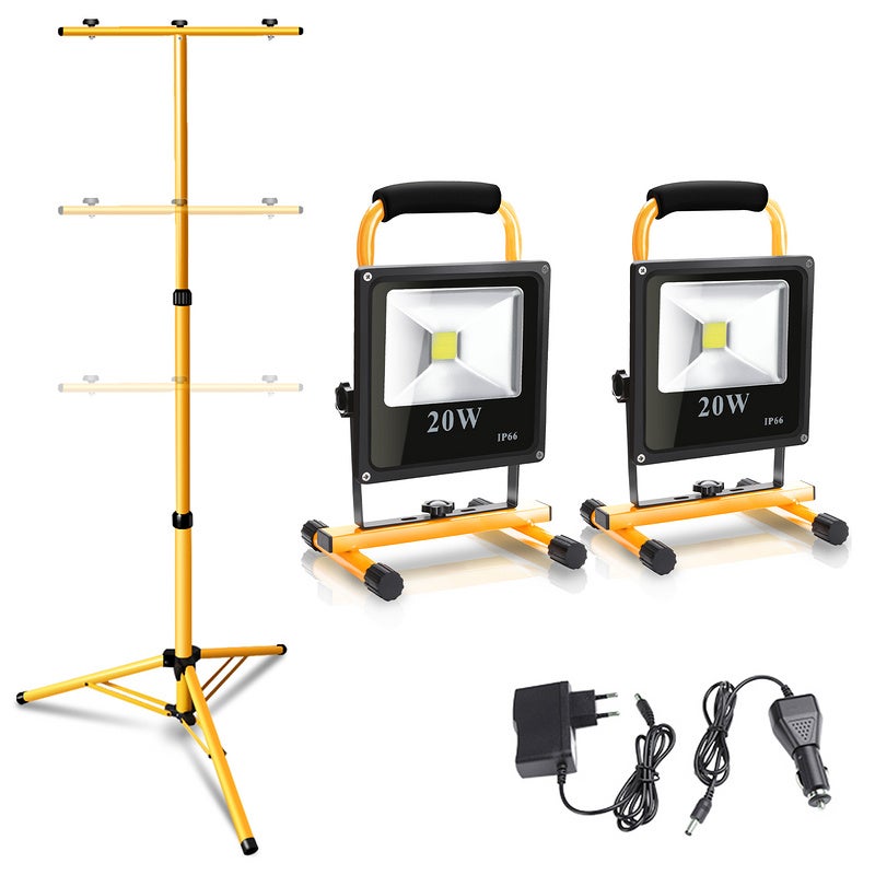 VidaXL Faretto A LED Con Treppiede 2x20W – Luce Bianco Freddo Per Interni/Esterni, Regolabile E Stabile - 2