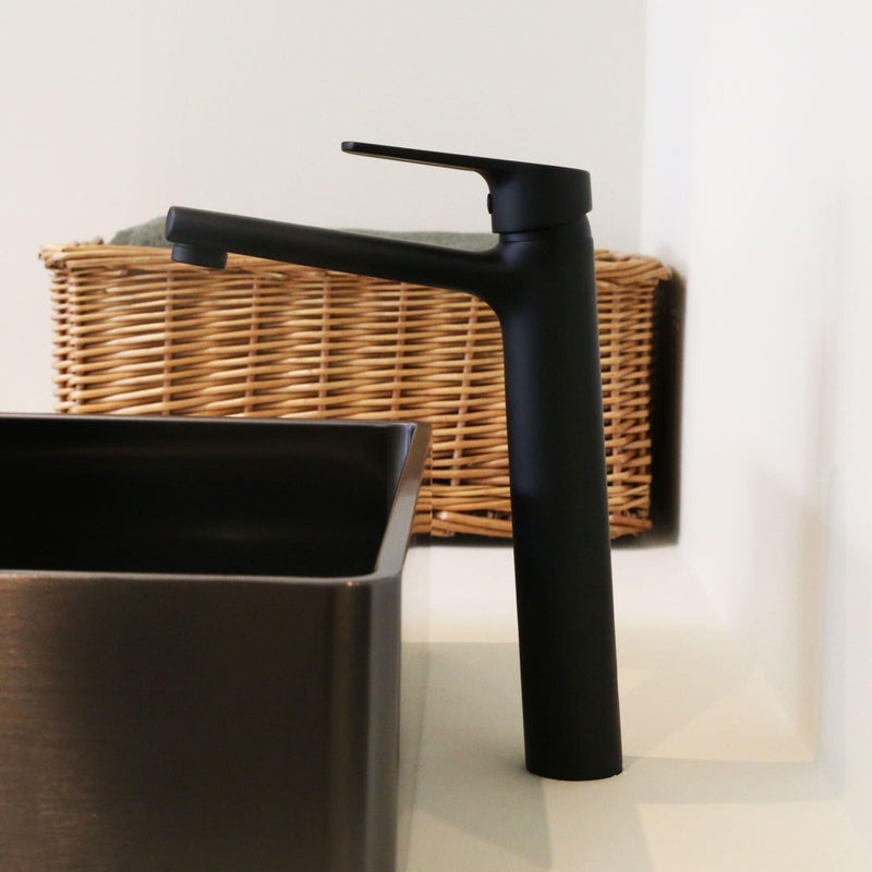 Full bateria umywalkowa wysoki czarna