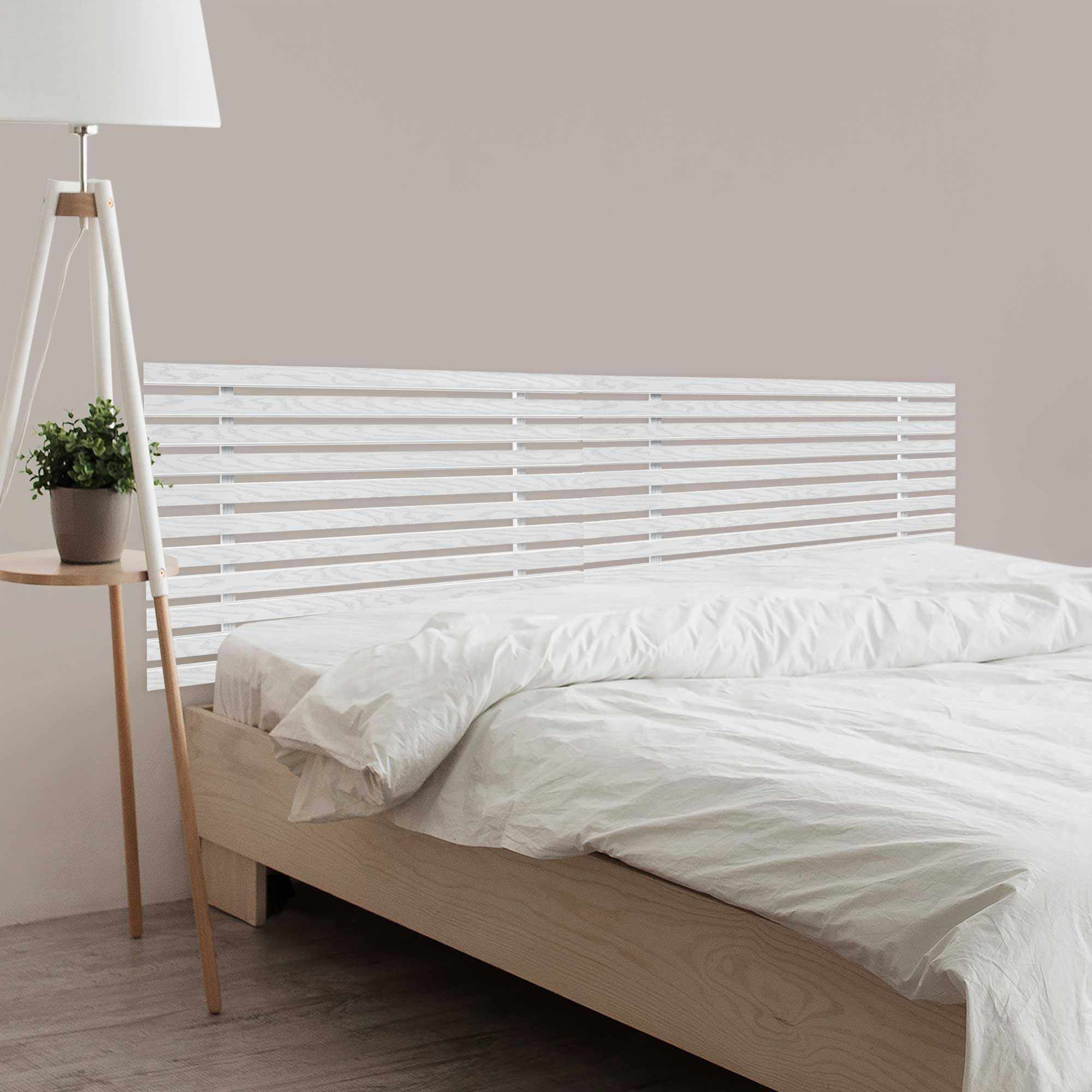 VidaXL - Cabecero De Cama En L Con Estantes, De Madera Contrachapada Blanca, 207.5x107.5x76.5 Cm - Diseño Minimalista Y Ahorrador De Espacio