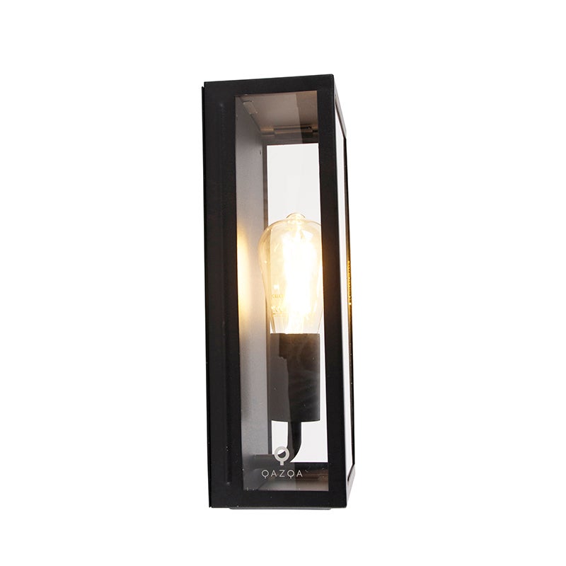 Qazqa moderne applique murale extérieure, lampe murale pour jardin - Rotterdam - noir, max. 60w, e27, 16cm, IP44, rectangulaire - 7
