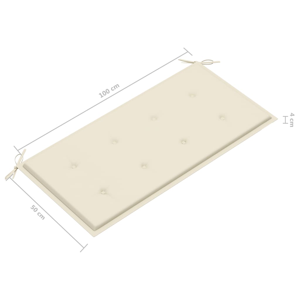 Banc de jardin avec coussin crème 112 cm Bois de teck massif - 5