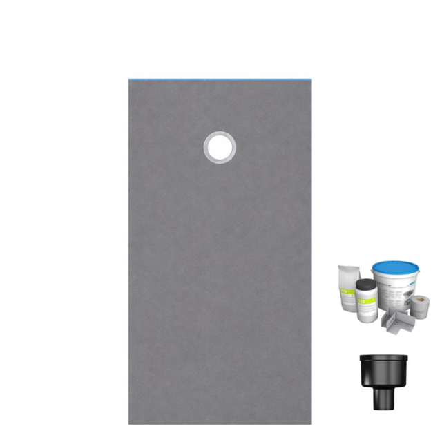 Receveur de douche à carreler 180 x 90 WEDI Fundo Primo rectangle écoulement excentré + bonde verticale + kit d'étanchéité