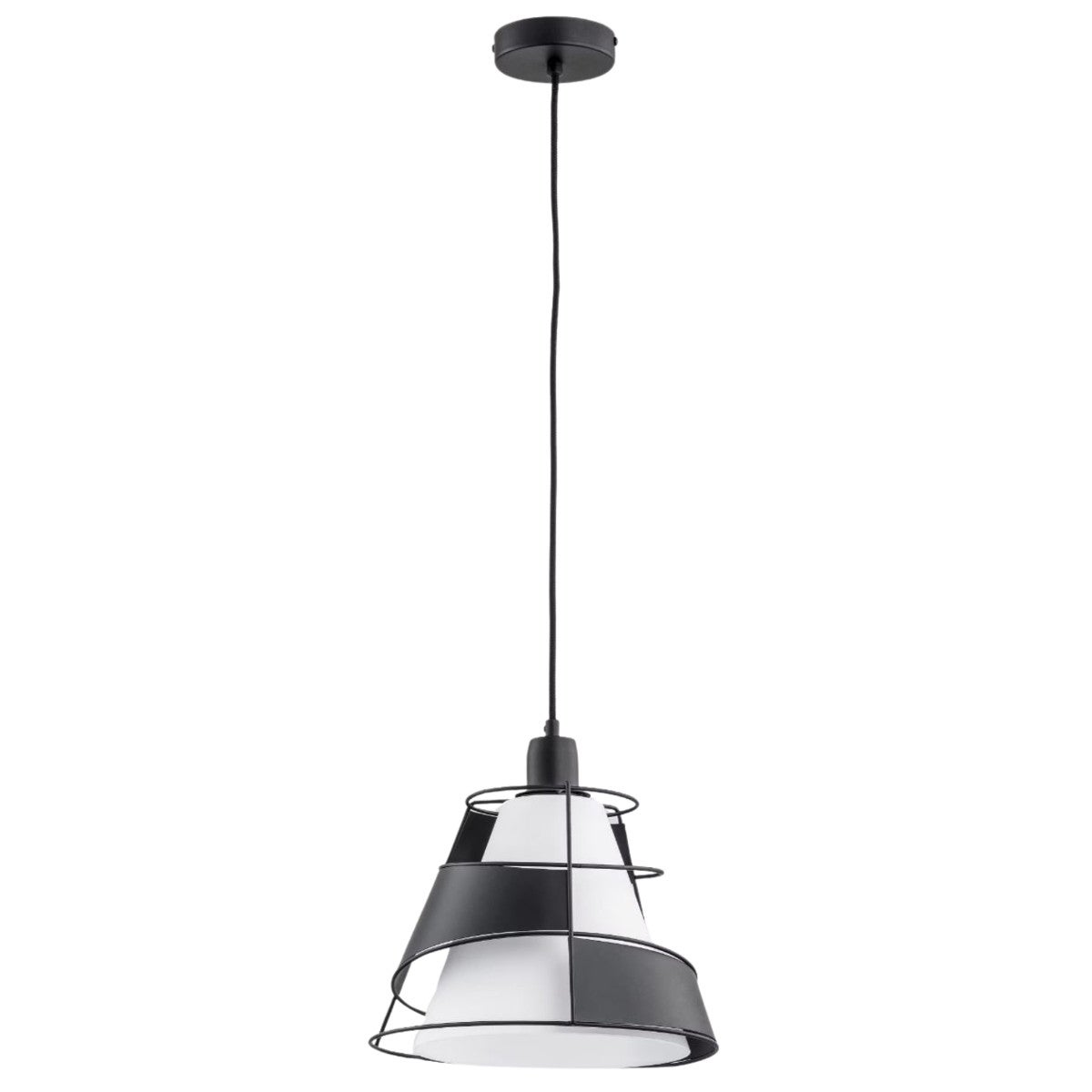 Lampa sufitowa wisząca Ondo czarno-biała 1xE27x60W wym: 90 x 28 x 28 cm metal Alfa