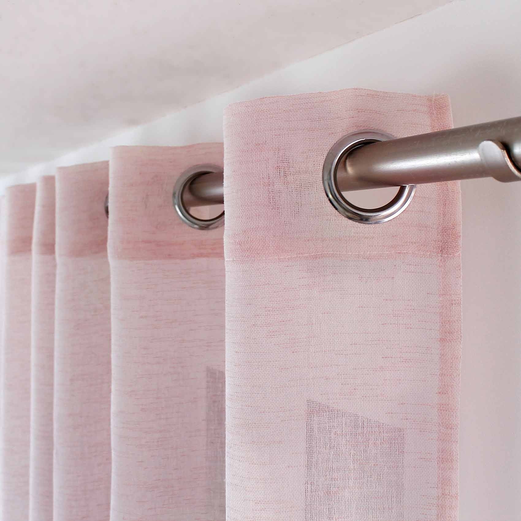 Voilage tamisant à l'aspect lin - Vieux rose - 140x240 cm - Polyester - 2