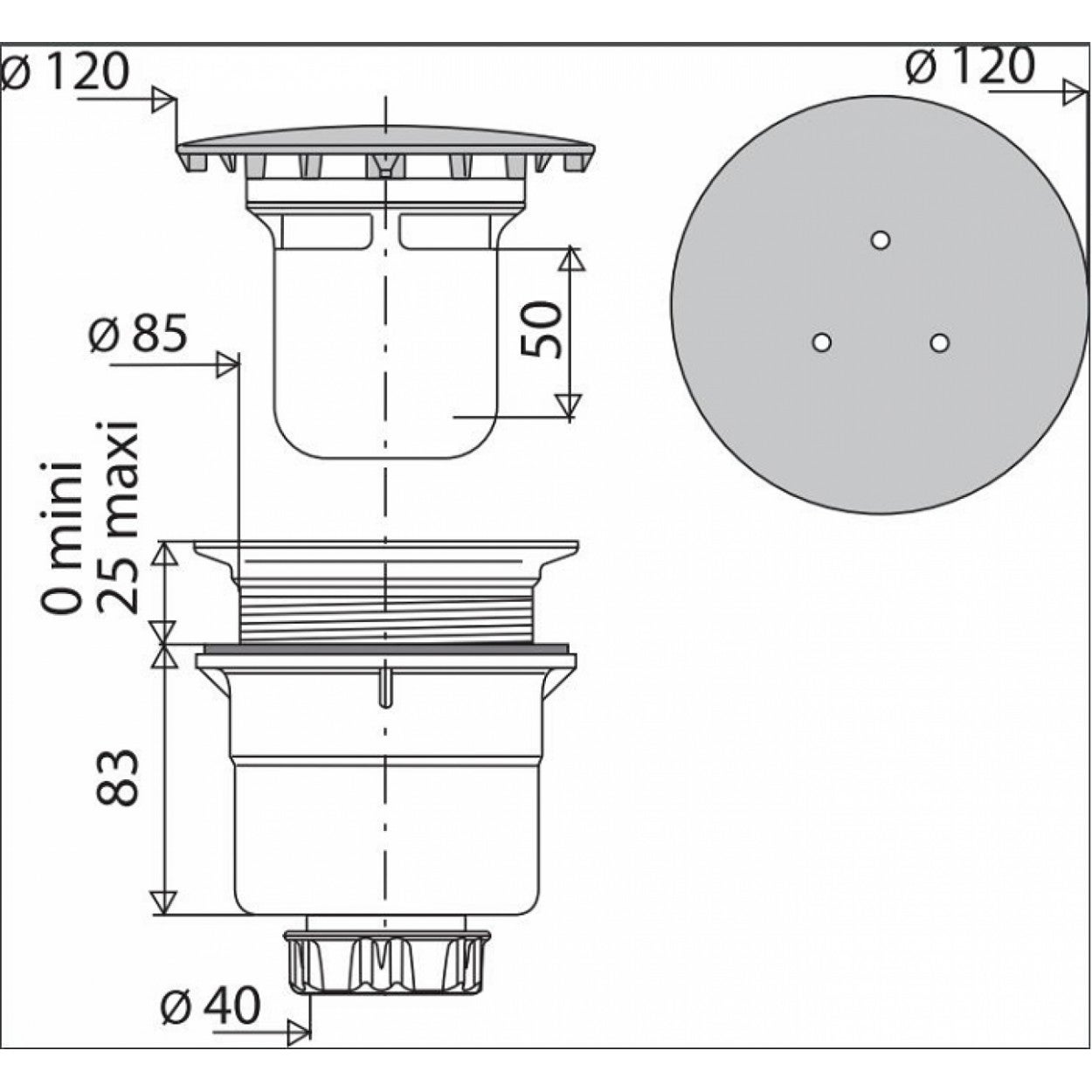 Bonde de douche diam 90 SV - 5540 - 2
