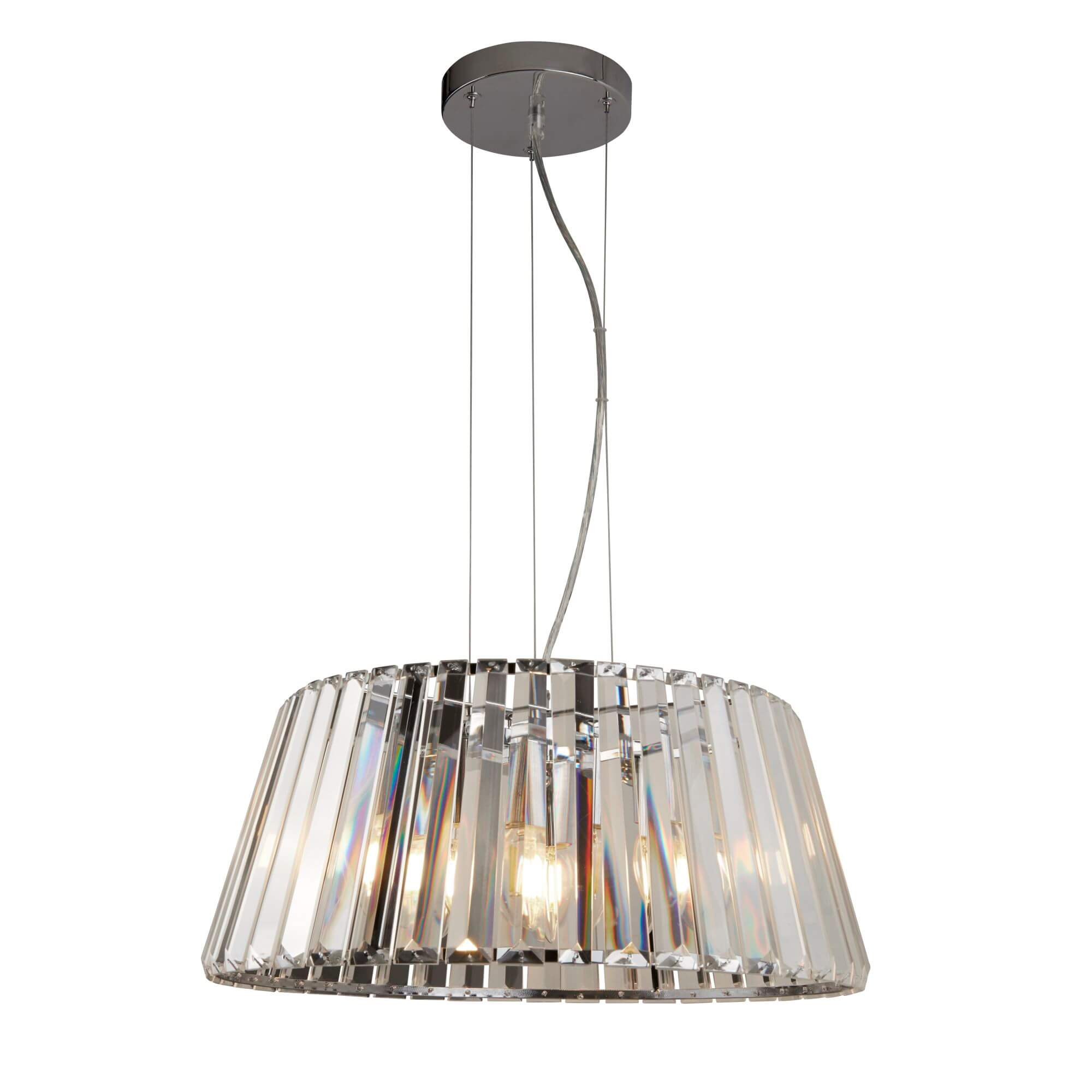 Suspension TIARA 5L métal chrome et Verre clair, convertible en plafonnier, E14 5x60w max, diam 47cm Haut 150cm - 5