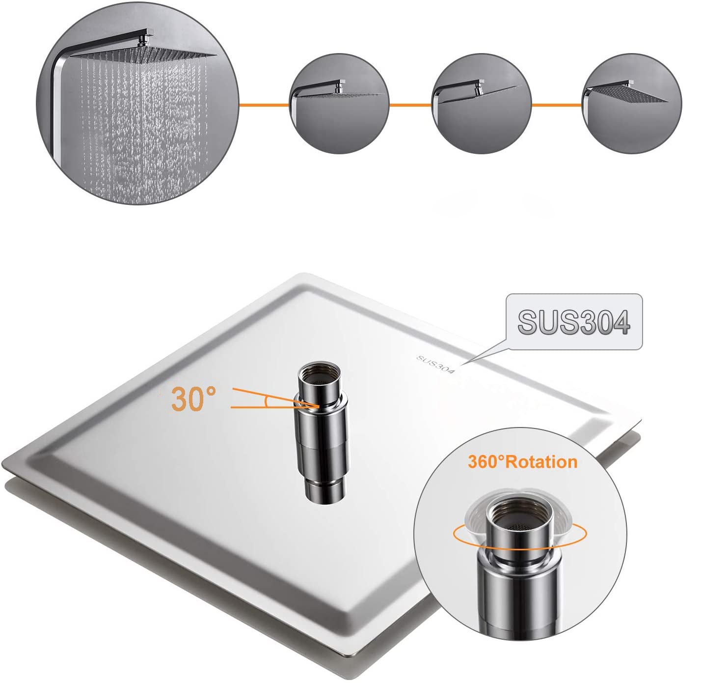 Colonne de douche thermostatique 75x35.5x7, kit carré chromé AICA - 3