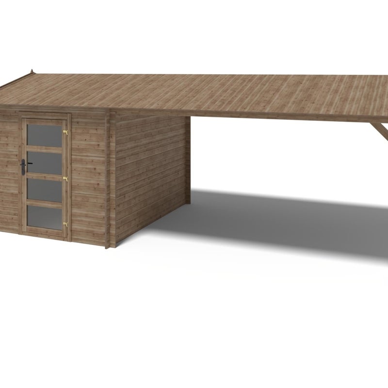 Drewniany domek ogrodowy - 2,50x3 m z dostawką 2,50x2,76 m - 7,50 m2, Impregnowany 1szt.