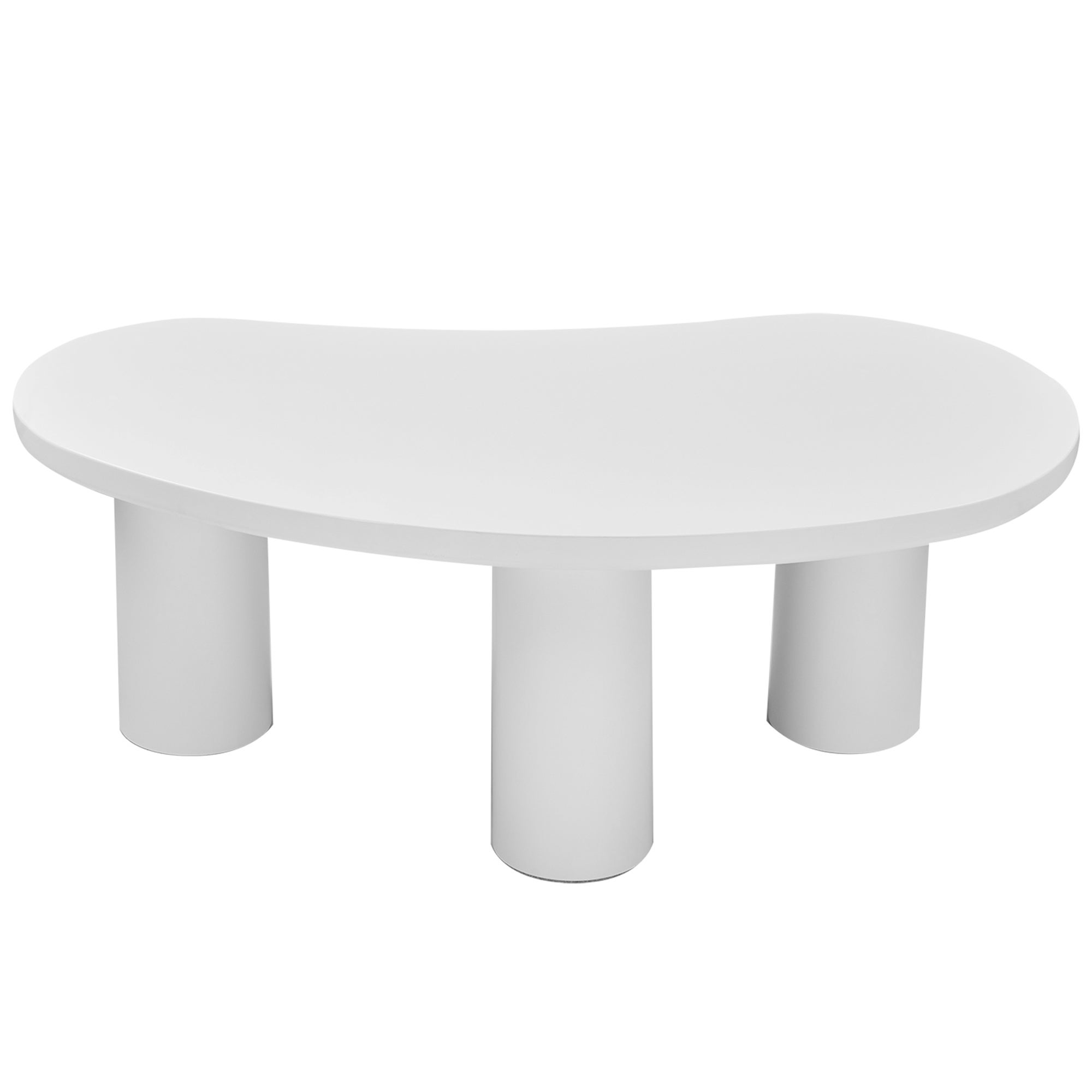 Table basse en MDF et PVC - plateau incurvé irrégulier et élégant - Blanc - 7
