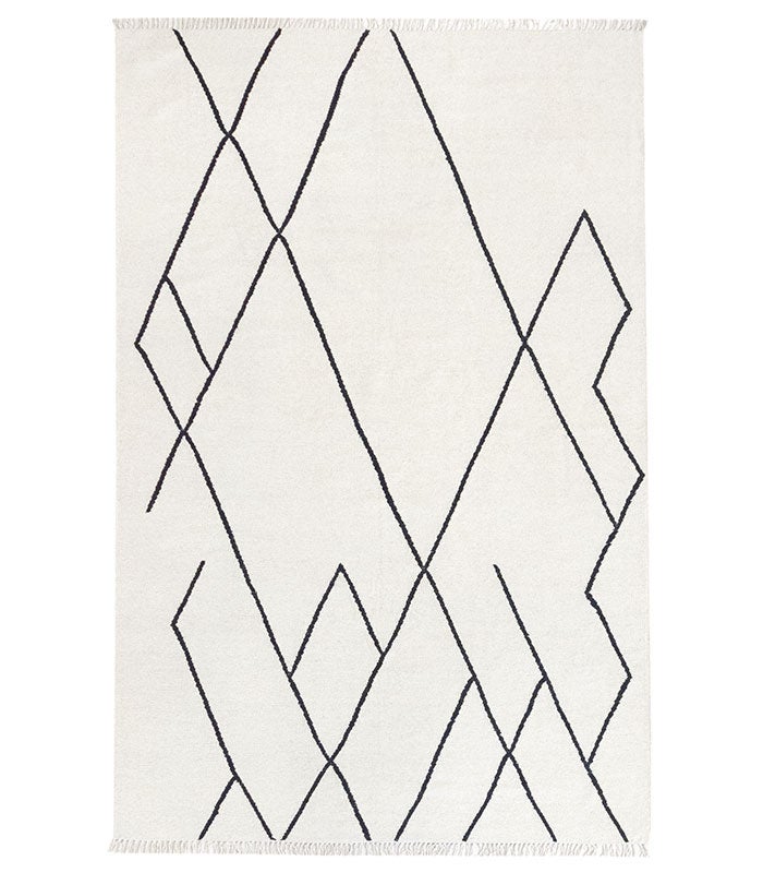 Hamid - Kilim ATLAS D4 230 x 160 cm, czarno-biały gobelin z motywami geometrycznymi