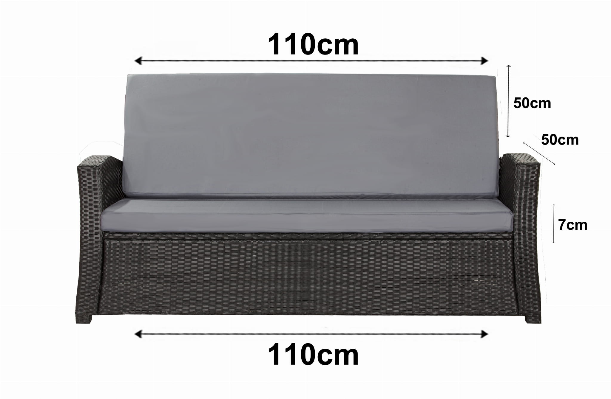 Poduszka ogrodowa na sofę rattanową 110x50x50cm poduszka na meble rattanowe jasna szara, poduszka na balkon taras, poduszki na meble ogrodowe - 3
