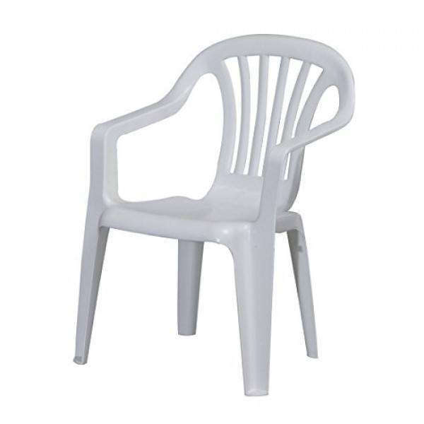 Sedia Da Giardino Impilabile Bianca In Rattan Sintetico: Resistente Alle Intemperie, 1 Pezzo