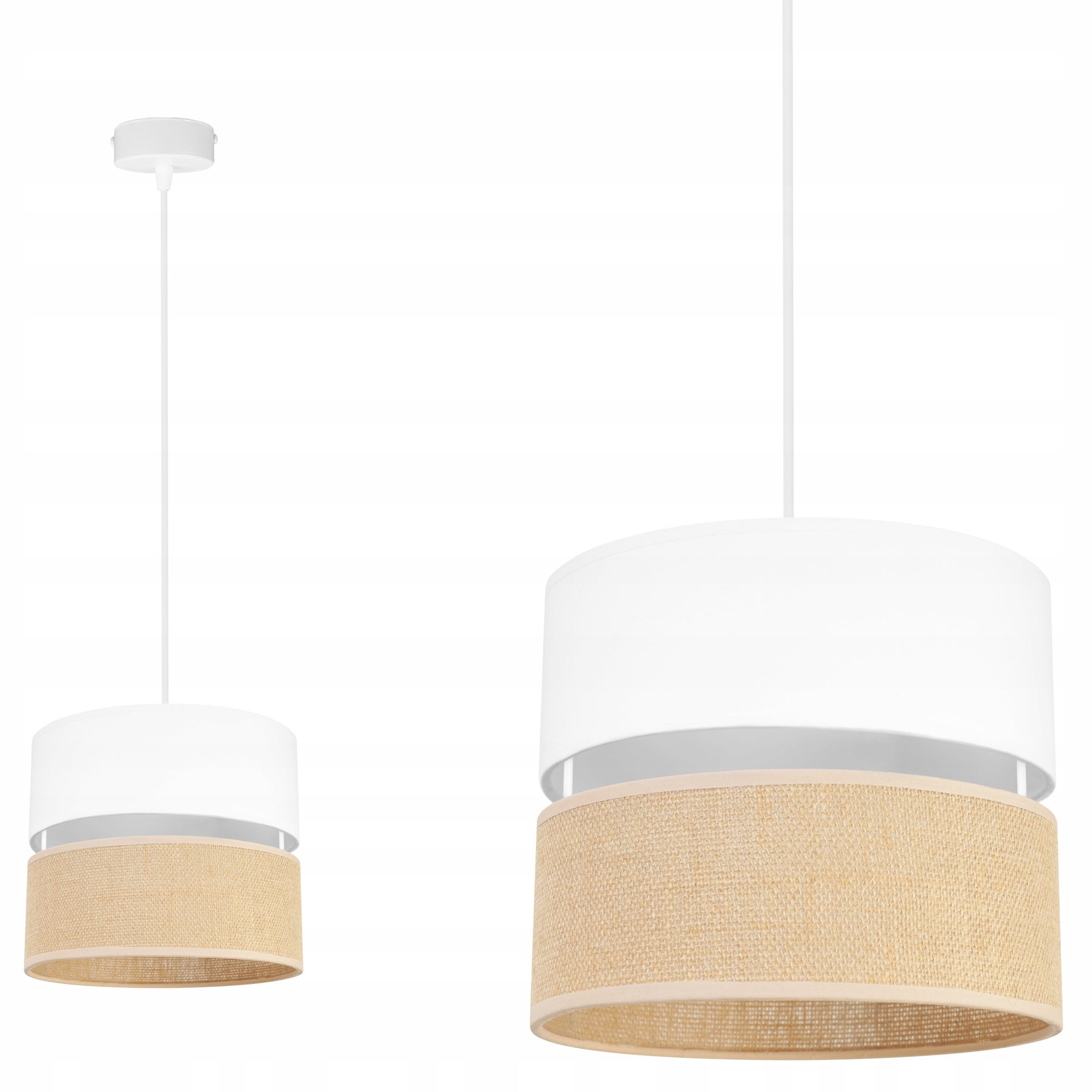 Lampa sufitowa wisząca Juta 1xE27 abażur walec biało/beżowy Light Home LH